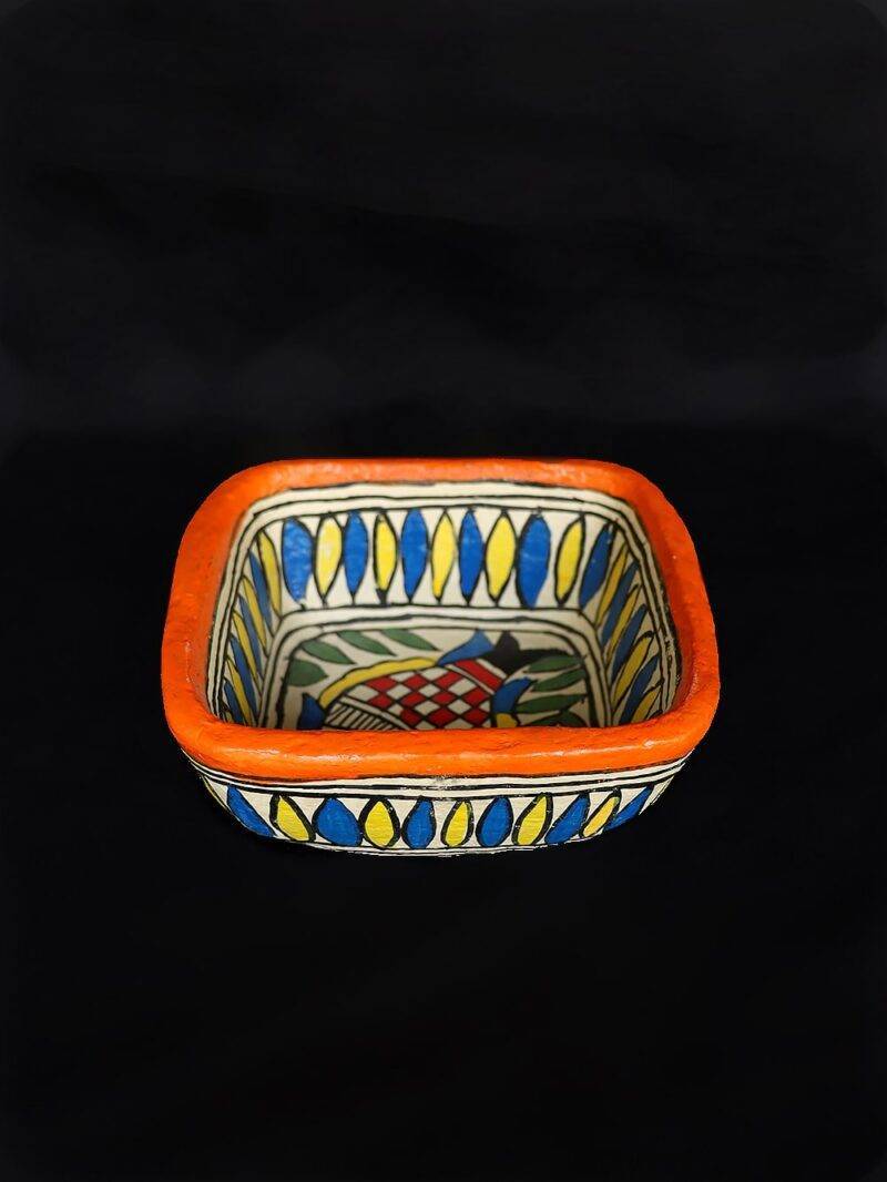 Madhubani Painted Square Bowl