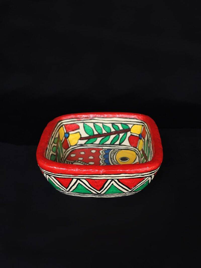 Madhubani Painted Square Bowl