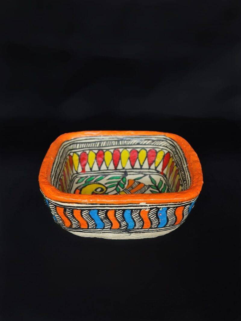 Madhubani Painted Square Bowl