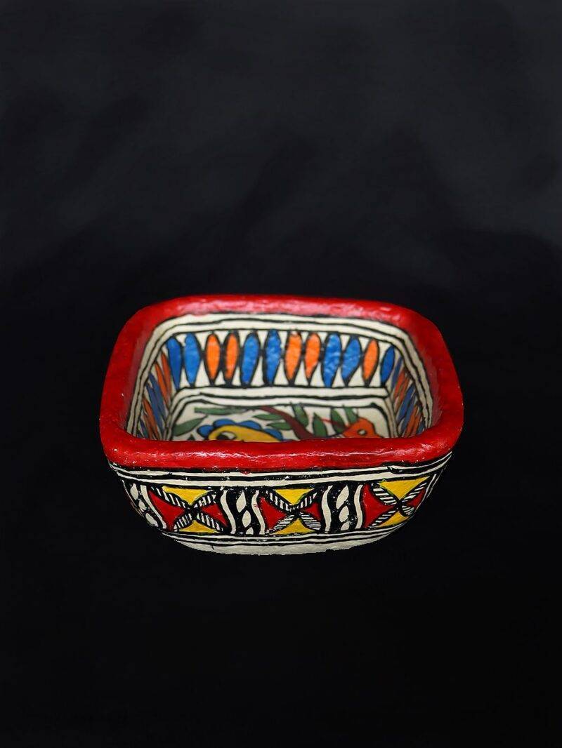 Madhubani Painted Square Bowl
